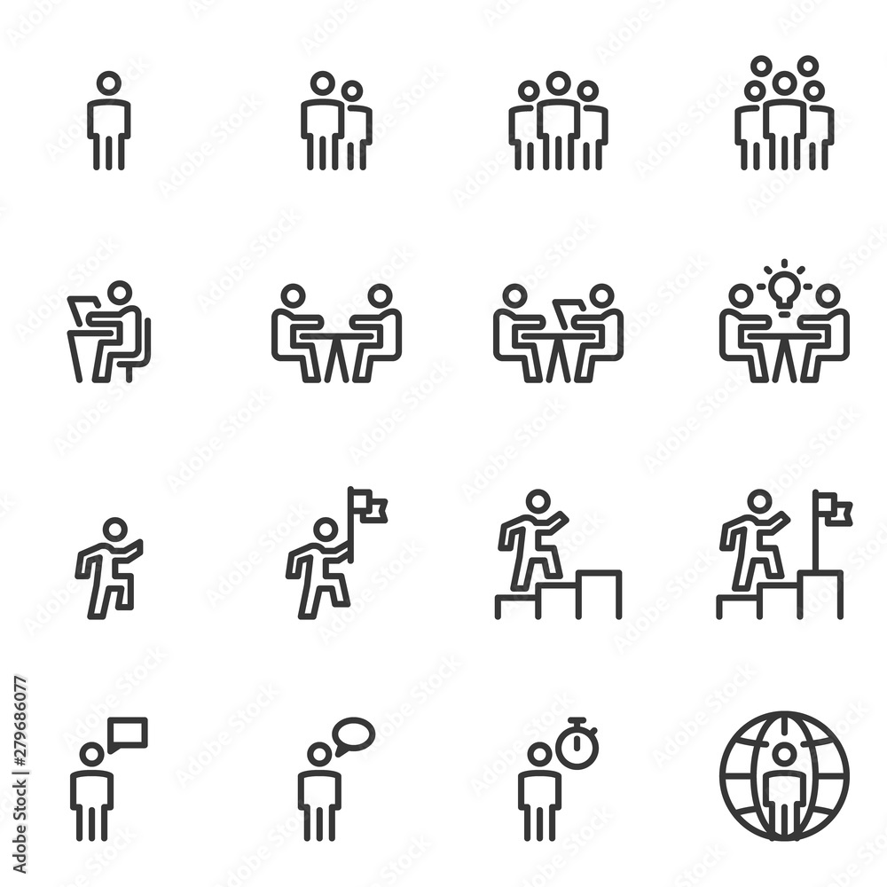 People Icons Line work group Team Vector People Icons Line work group Team Vector