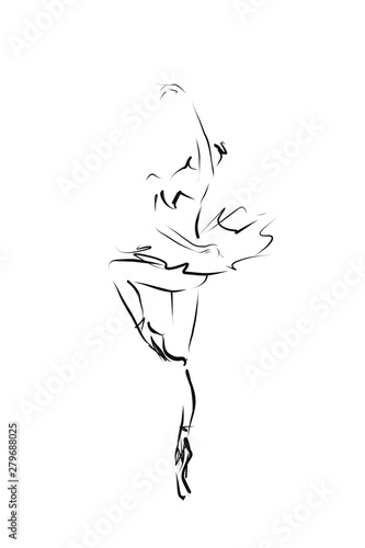 Beautiful ballerina, hand drawn illustration. Vector