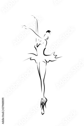 Beautiful ballerina, hand drawn illustration. Vector