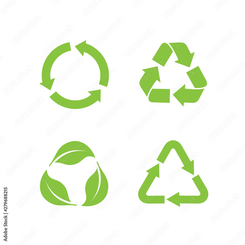 Obraz premium Recycle icon set template color editable. Recycle symbol pack vector sign isolated on white background. Simple logo vector illustration for graphic and web design.