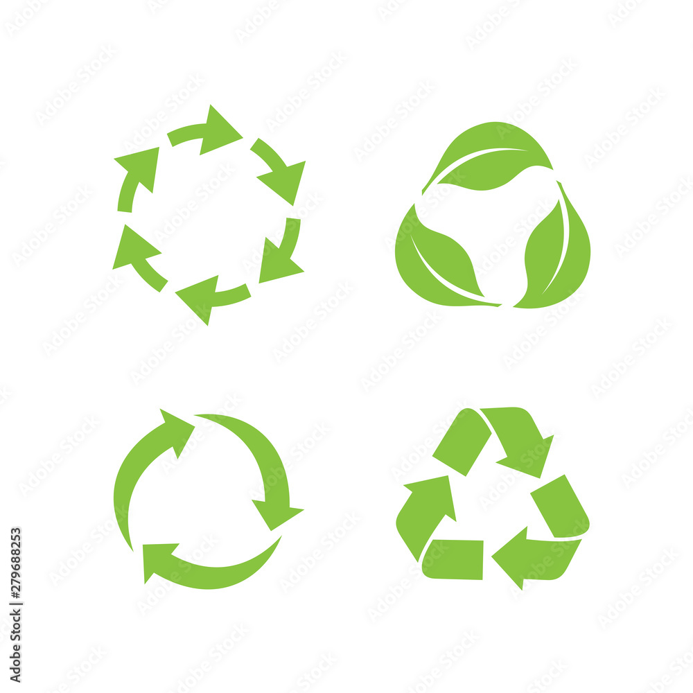 Fototapeta premium Recycle icon set template color editable. Recycle symbol pack vector sign isolated on white background. Simple logo vector illustration for graphic and web design.