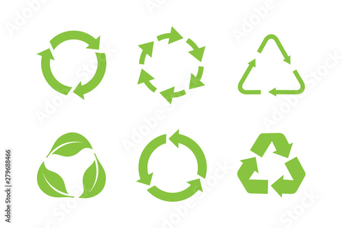 Recycle icon set template color editable. Recycle symbol pack vector sign isolated on white background. Simple logo vector illustration for graphic and web design.