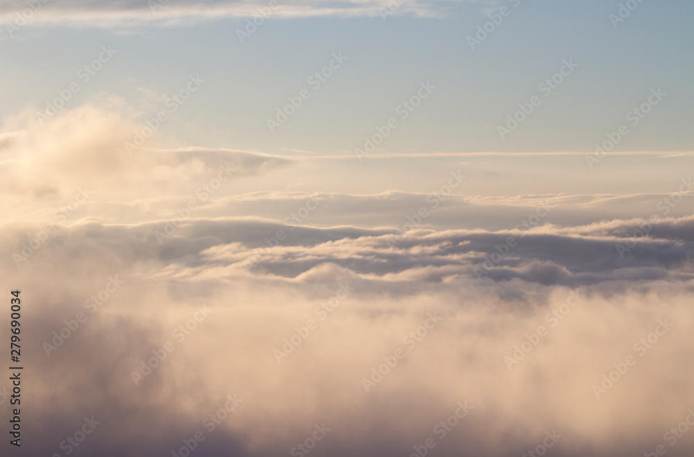 Sea of clouds in the sunset.