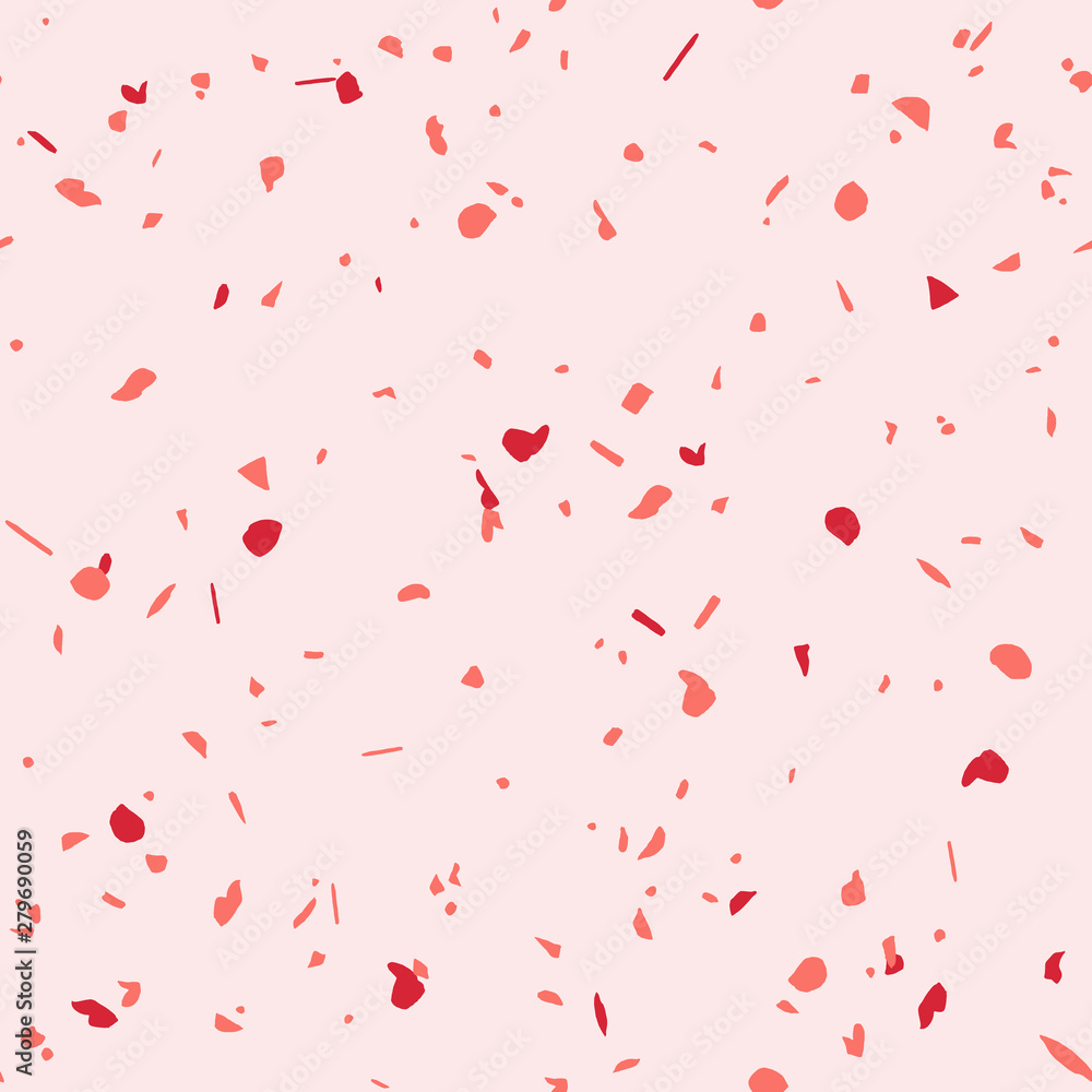 Seamless terrazzo pattern in coral shades. Perfect for background, fabric print, social media, instagram, stories, flyer, card, brochure design