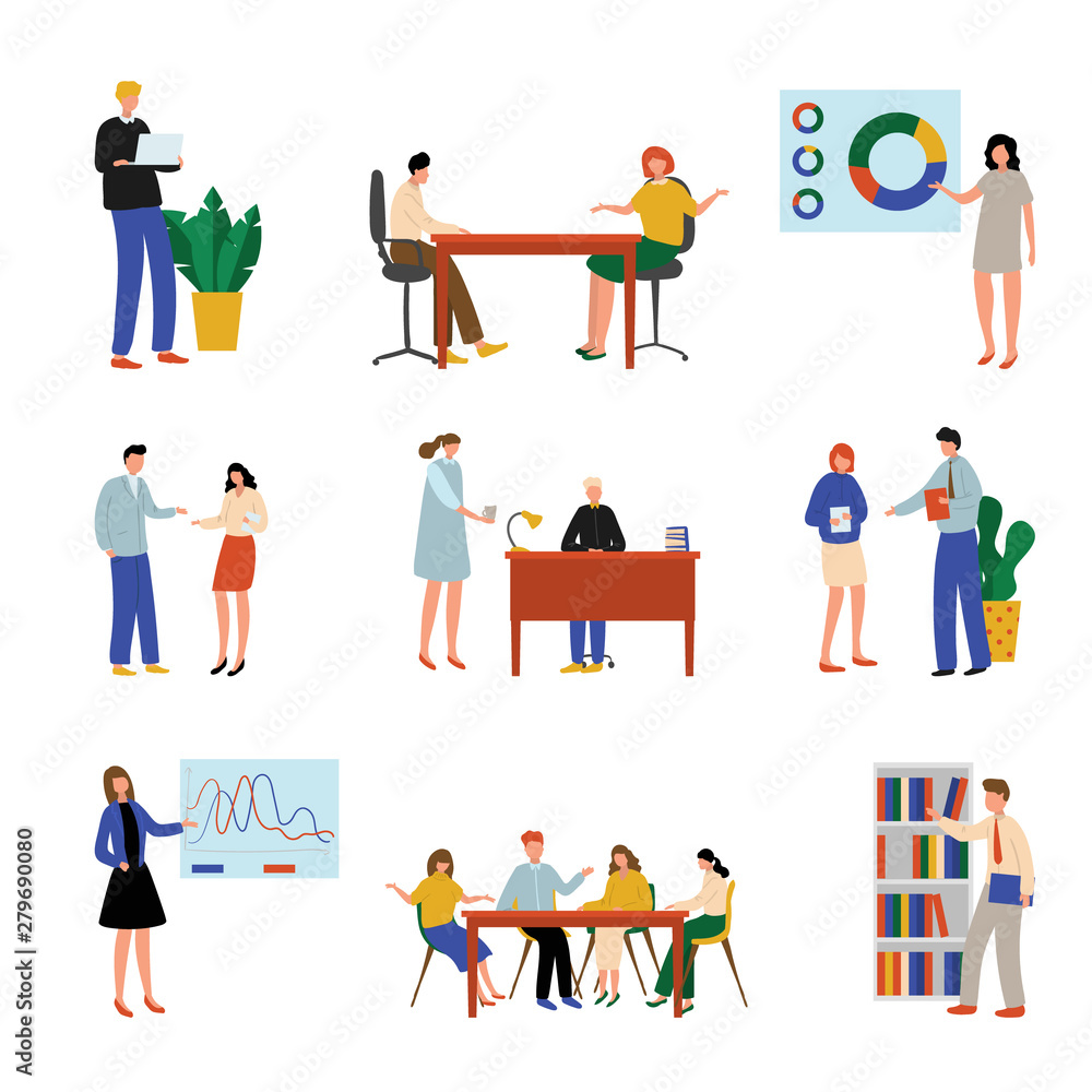 Set of office manager or workers people in different situation Set of office manager or workers people in different situation