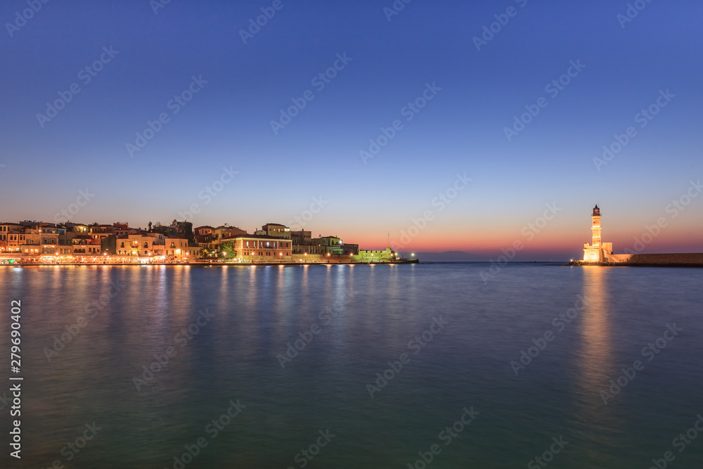view of the old port of Chania, Crete