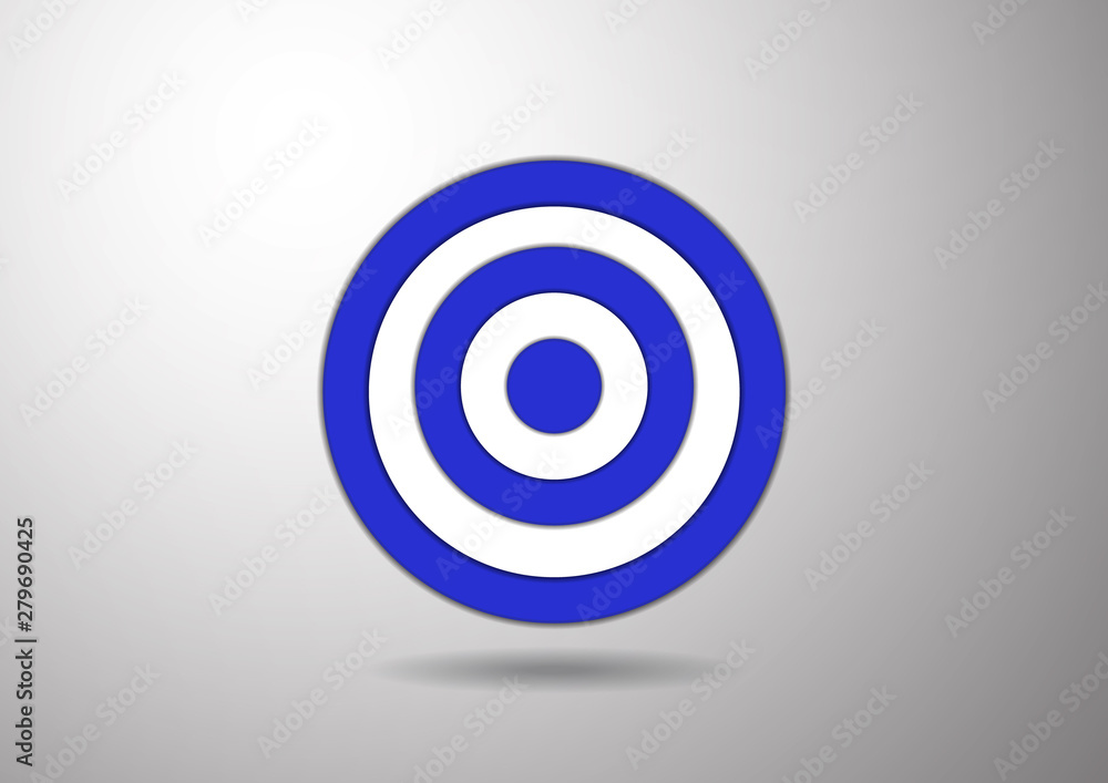 Target, target icon with shadow, isolated on gray background. The concept of success. Target, target icon with shadow, isolated on gray background. The concept of success.