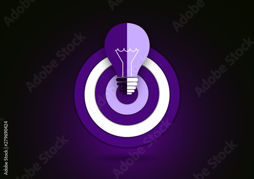 Idea icon. Light bulb target icon. Symbol of creativity, decision or thinking.
