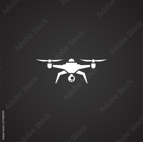 Drone related icon on background for graphic and web design. Simple illustration. Internet concept symbol for website button or mobile app.