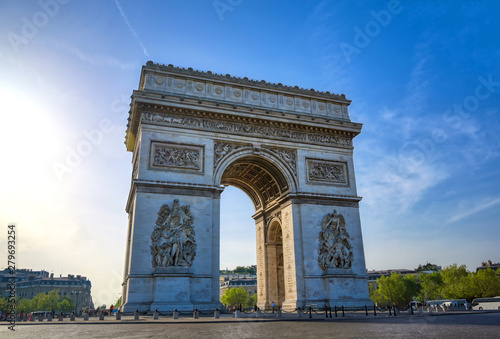 A view of the Arc de Triomphe located in Paris  France.
