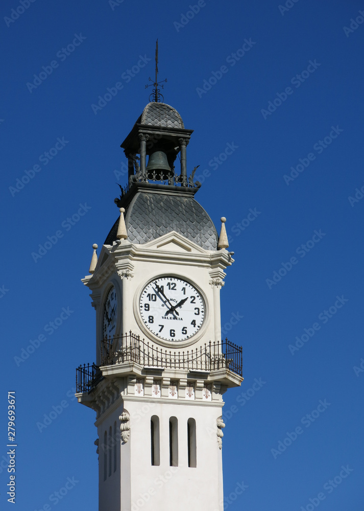 Edificio Del Reloj. Clock tower at the harbour of Valencia.