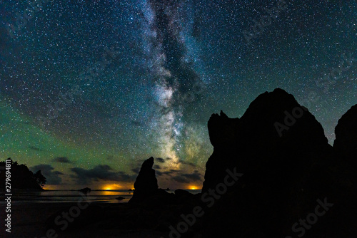 Obraz na płótnie Milky Way over Ruby Beach in Olympic National Park w salonie