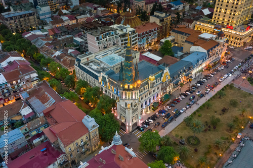 Panoramic view of Batumi and Astronomical clock, Georgia. Twilight over the old city and Downtown of Batumi - capital of Adjara, Georgia. photo