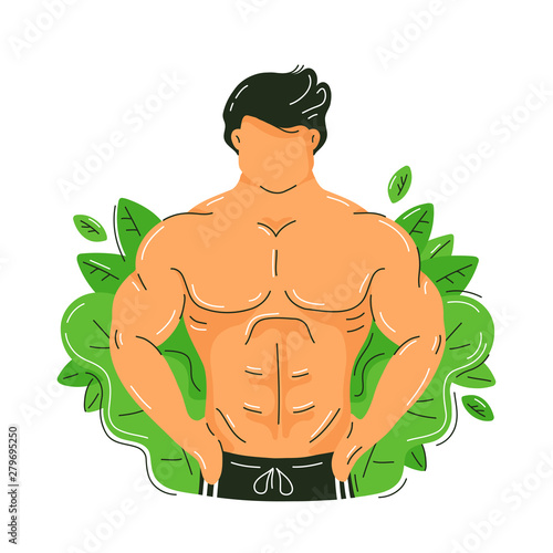 Strong fitness muscular man with perfect body