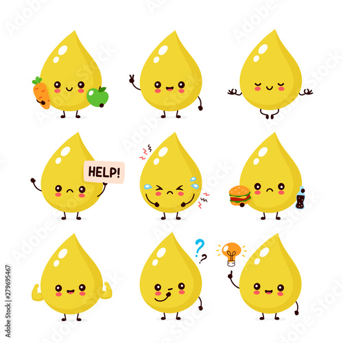 Cute happy smiling urine drop character