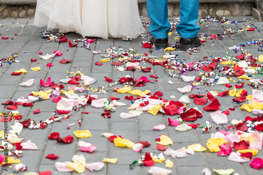 Rose petals scattered on the floor