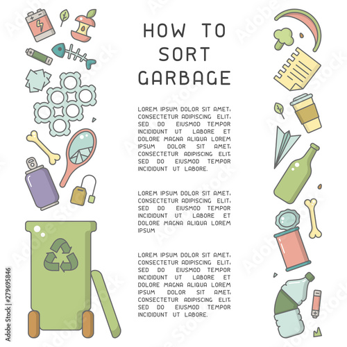 Placard concept with different types of waste