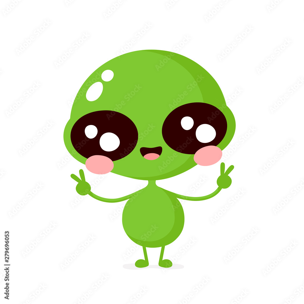 Fototapeta premium Cute happy smiling friendly alien 