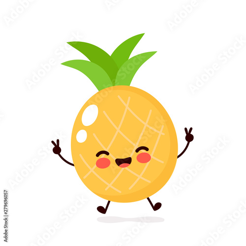 Cute happy smiling pineapple character