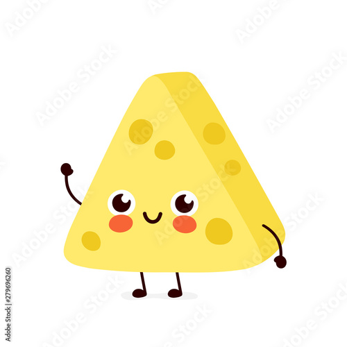 Cute happy smiling cheese character