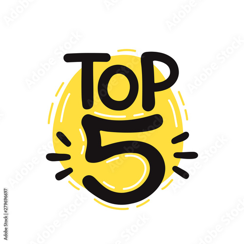 Top 5 lettering. Vector hand drawn 