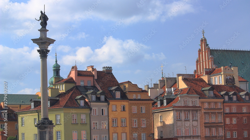 Vieille ville de Varsovie - Place du château avec la colonne de Zygmunt.