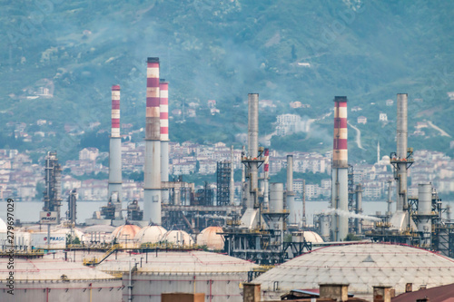 Turkey - April 30 ,2019 :Tupras Izmit petroleum refinery. Tupras is Turkey's largest oil refinery