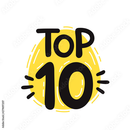 Top 10 lettering. Vector hand drawn