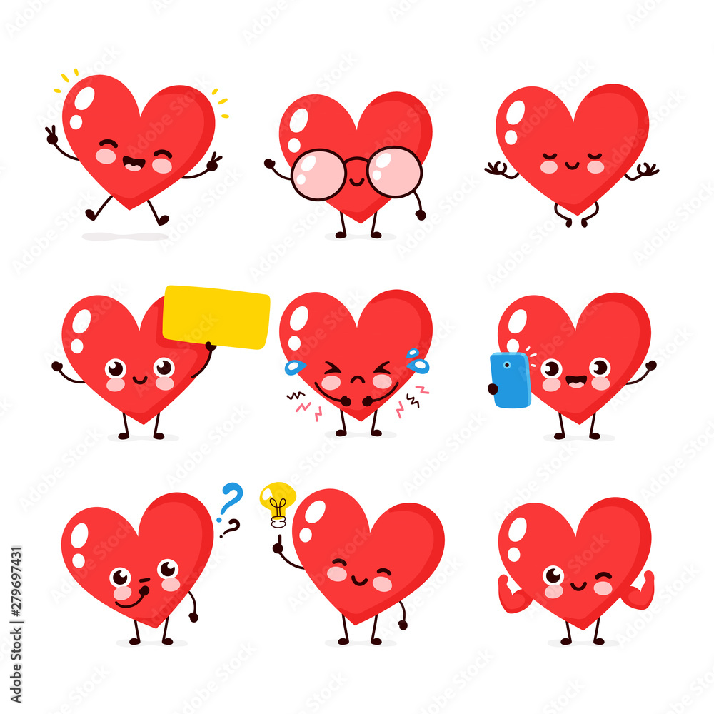 Cute happy smiling heart character Cute happy smiling heart character