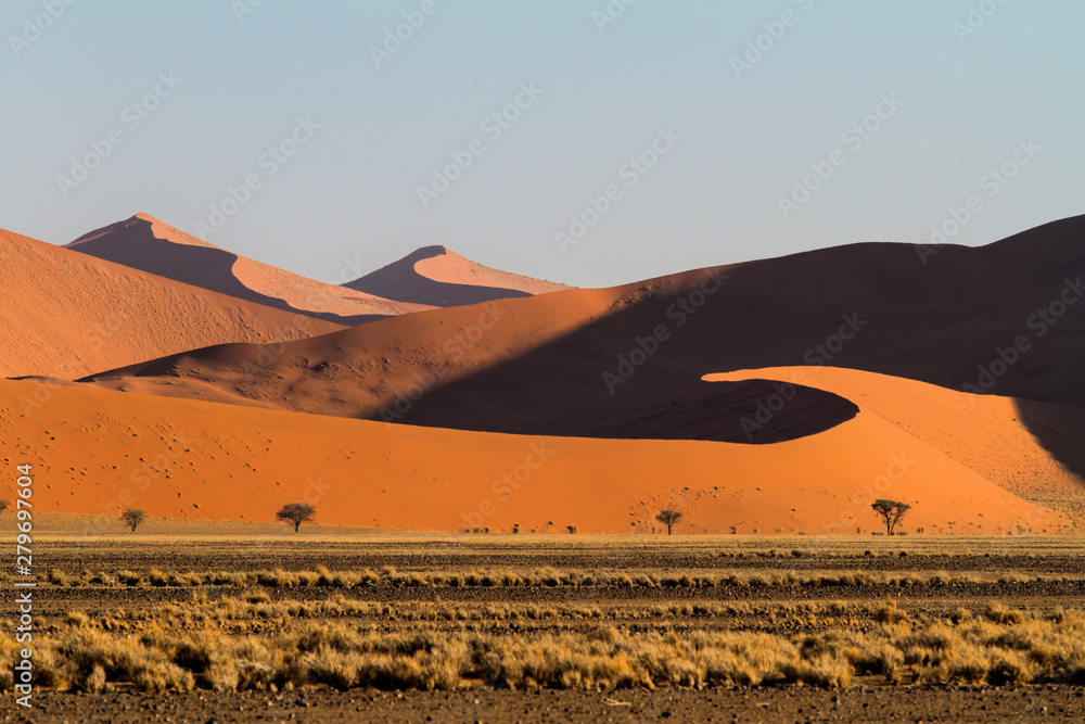 Red sand dunes of the Sossusvlei area in the Namib-Naukluft National Pak in Namibia