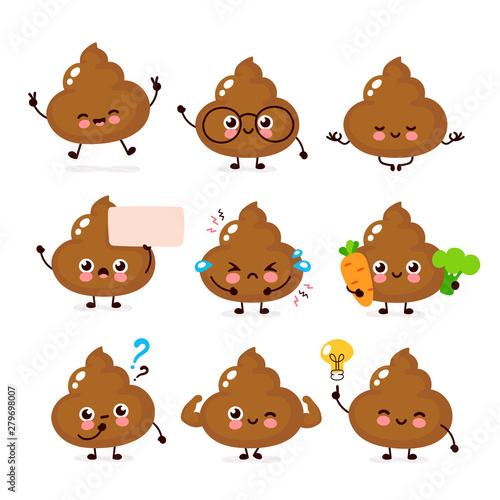 Cute happy smiling poop character  photo