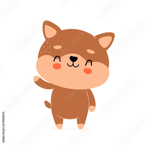 Cute happy smiling dog character. 