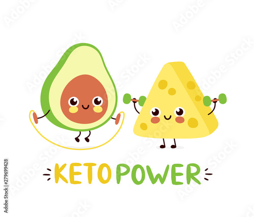 Cute strong smiling happy avocado 