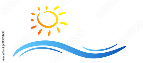 estate, sole, vettoriale, icona, stilizzato, 