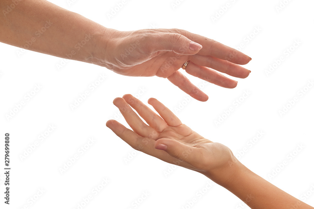isolated women and children hands reach toward each other isolated women and children hands reach toward each other