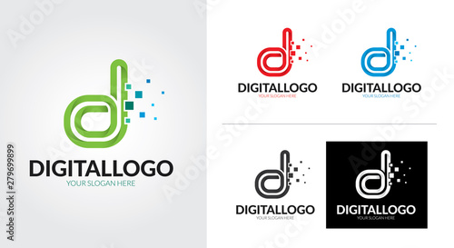 D letter creative and minimalist logo template Set