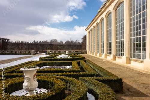 Flower gardens Kvetna Zahrada in Kromeriz, Czech Republic in winter photo