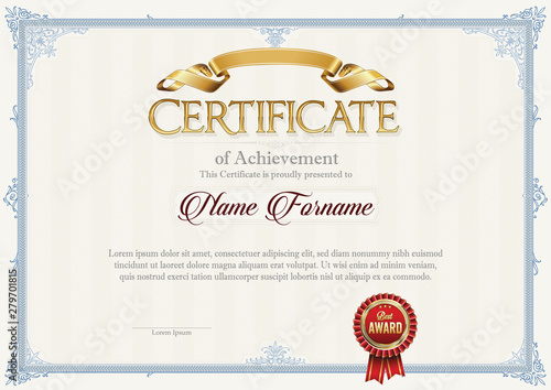 Certificate of Achievement. Template. Premium.