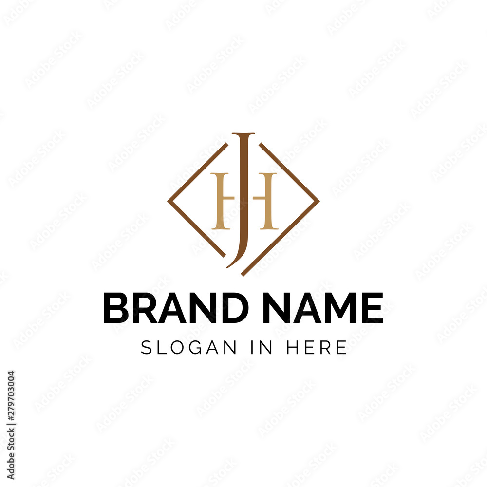 Initial HJ letter with square line shaped Initial HJ letter with square line shaped
