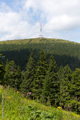 Highest Peak of Moravia, Praded 1492 m with Watchtover in Jesenik, Czech Republic