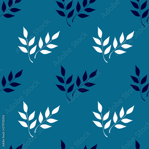 Blue and white leaves. Seamless pattern can be used for wallpaper,pattern fills,web page background,surface textures