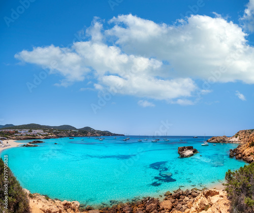 Ibiza Cala Tarida beach in Balearic Islands