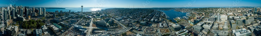 Fototapeta premium Panoramic Aerial City Landscape of Seattle Washington Downtown