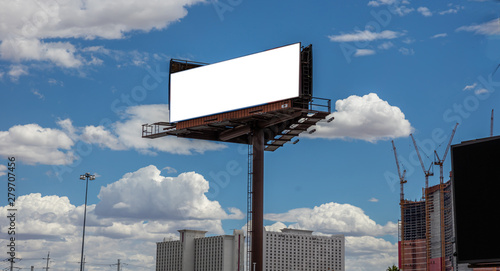 Billboard blank on a highway for advertisement, spring sunny day photo