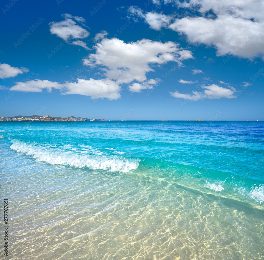 Ibiza Playa d En Bossa beach in Balearic Islands Ibiza Playa d En Bossa beach in Balearic Islands