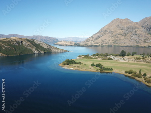 Aerial View Glendu Bay, Lake Wanaka, New Zealand