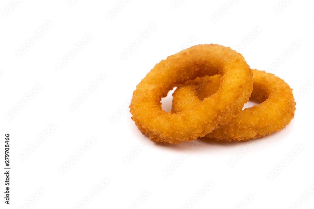 fried onion rings on white background fried onion rings on white background