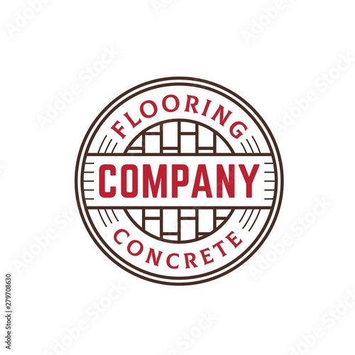 Flooring and concrete seal line art logo design