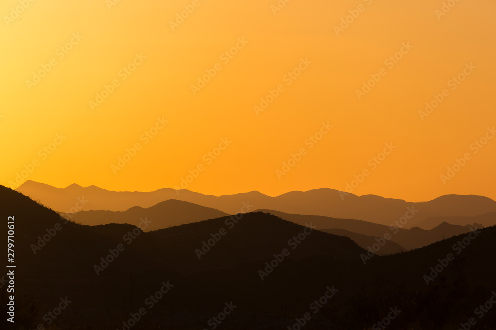 Landscape view of Big Bend National Park during the sunset in Texas.