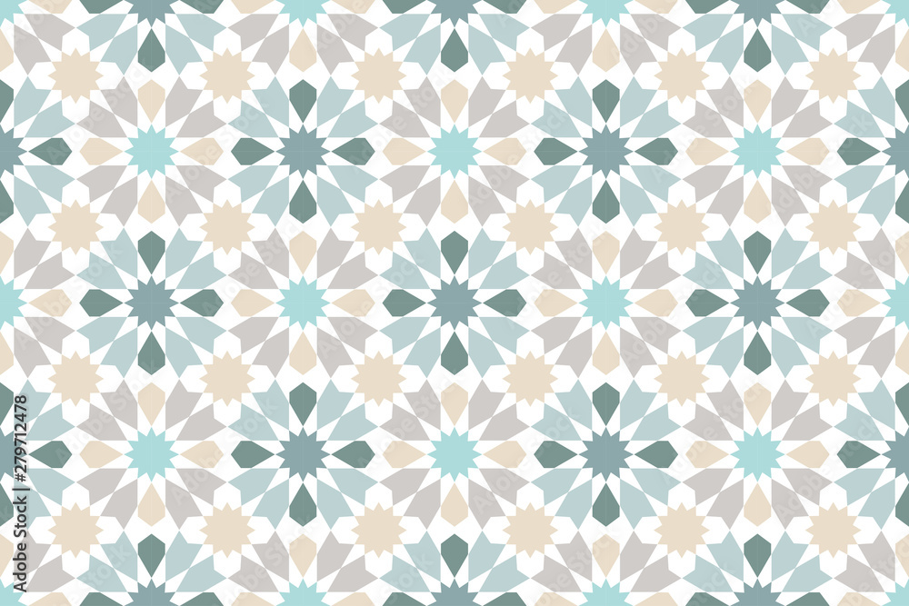 Seamless pattern with portuguese tiles. Vector illustration of Azulejo on white background. Mediterranean style. Multicolor design. Seamless pattern with portuguese tiles. Vector illustration of Azulejo on white background. Mediterranean style. Multicolor design.